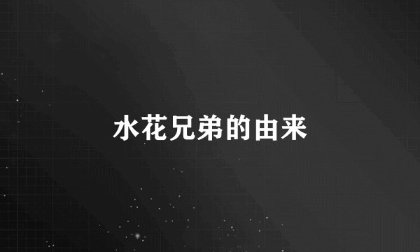 水花兄弟的由来