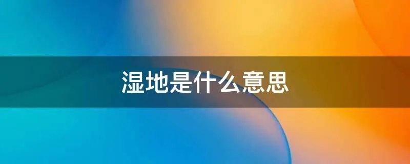 湿地是什么意思