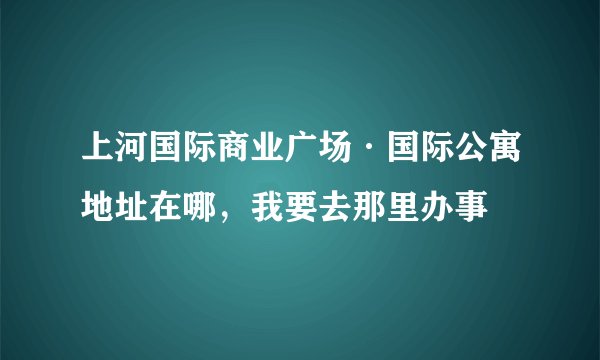 上河国际商业广场·国际公寓地址在哪，我要去那里办事