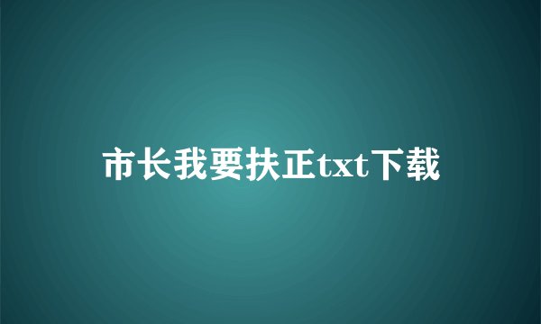 市长我要扶正txt下载