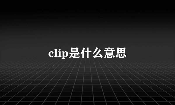 clip是什么意思
