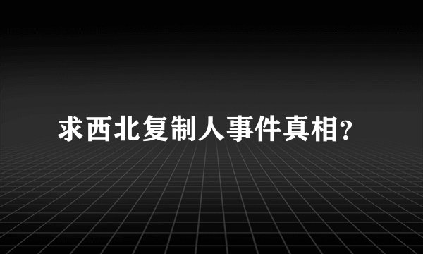 求西北复制人事件真相？