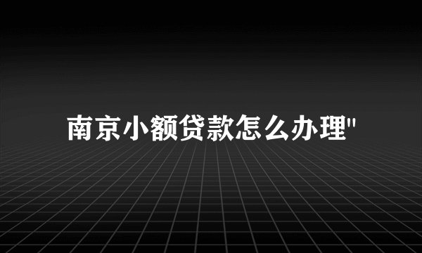 南京小额贷款怎么办理
