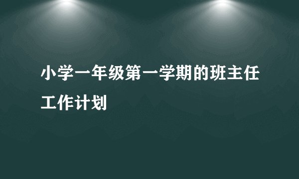 小学一年级第一学期的班主任工作计划