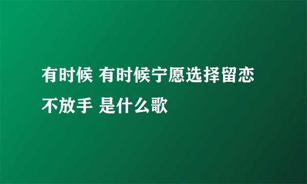 有时候 有时候宁愿选择留恋不放手 是什么歌