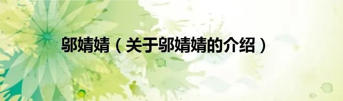 邬婧婧（关于邬婧婧的介绍）