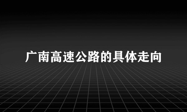 广南高速公路的具体走向