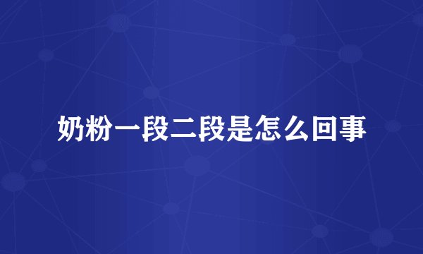 奶粉一段二段是怎么回事