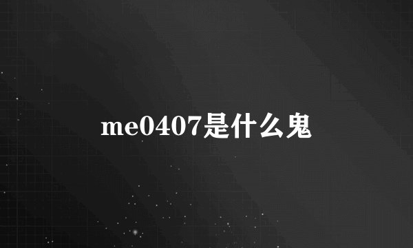 me0407是什么鬼