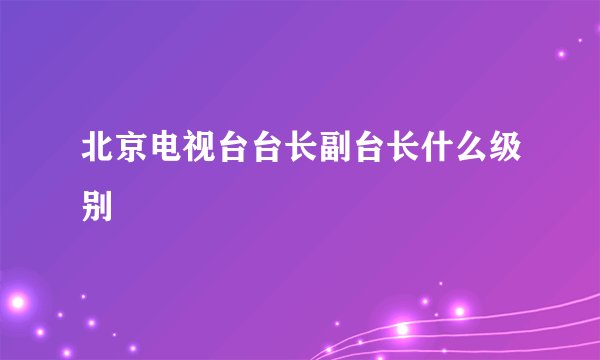 北京电视台台长副台长什么级别