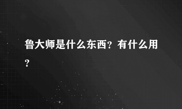 鲁大师是什么东西？有什么用？