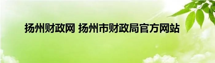 扬州财政网 扬州市财政局官方网站