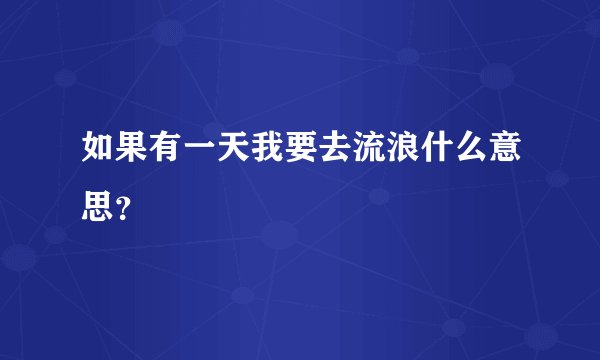 如果有一天我要去流浪什么意思？