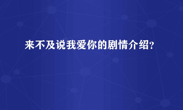来不及说我爱你的剧情介绍？