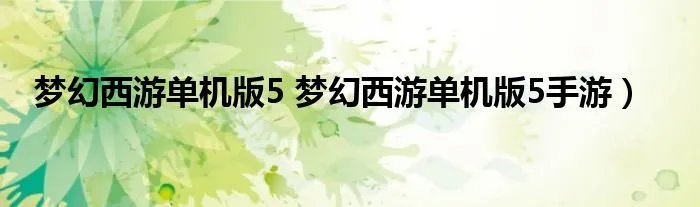梦幻西游单机版5 梦幻西游单机版5手游)