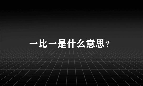 一比一是什么意思？
