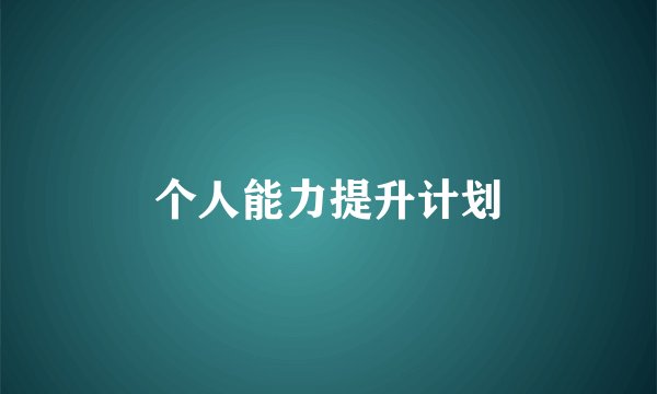 个人能力提升计划