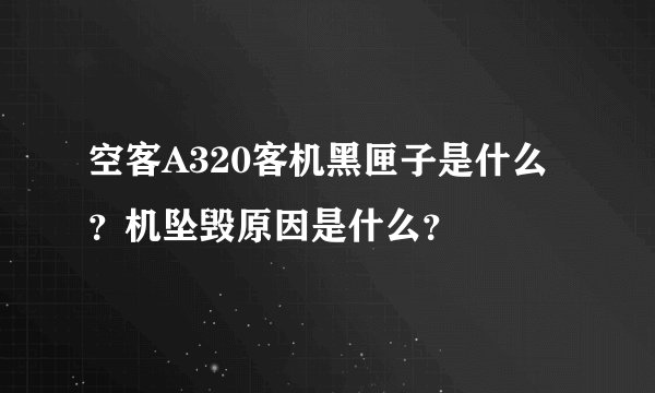 空客A320客机黑匣子是什么？机坠毁原因是什么？