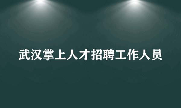 武汉掌上人才招聘工作人员