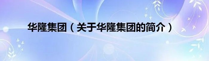 华隆集团（关于华隆集团的简介）