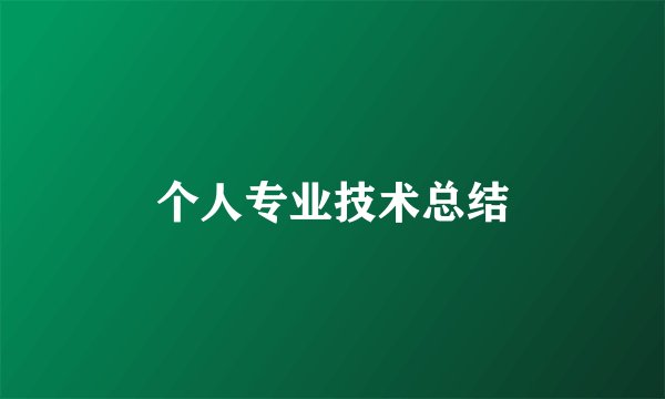 个人专业技术总结