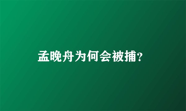 孟晚舟为何会被捕？