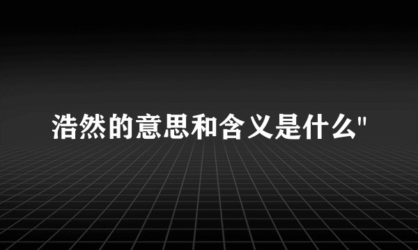 浩然的意思和含义是什么