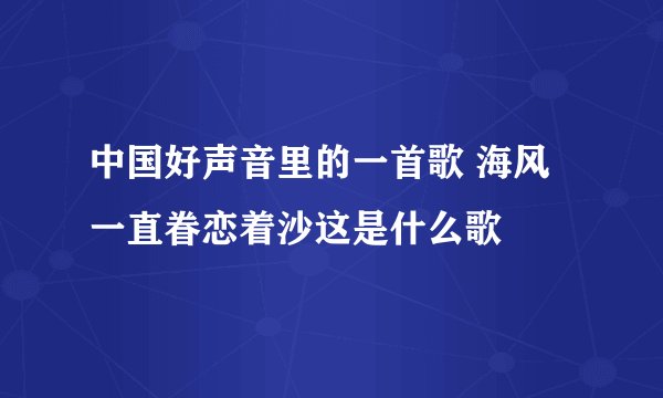 中国好声音里的一首歌 海风一直眷恋着沙这是什么歌