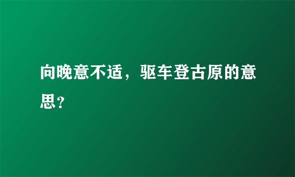 向晚意不适，驱车登古原的意思？
