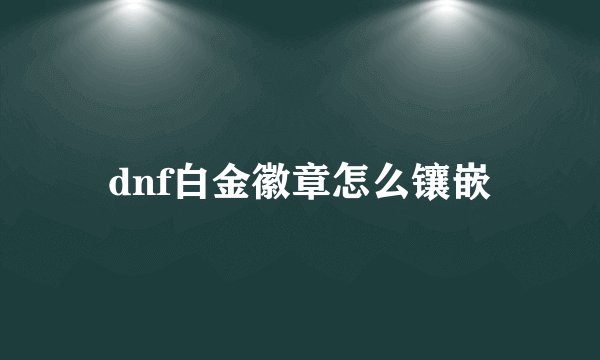dnf白金徽章怎么镶嵌