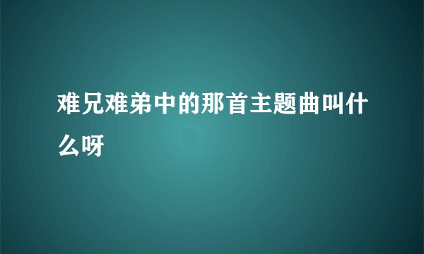 难兄难弟中的那首主题曲叫什么呀