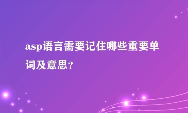 asp语言需要记住哪些重要单词及意思？