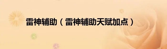雷神辅助（雷神辅助天赋加点）