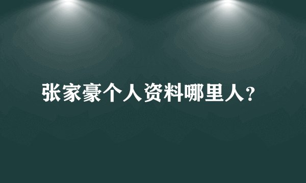 张家豪个人资料哪里人？