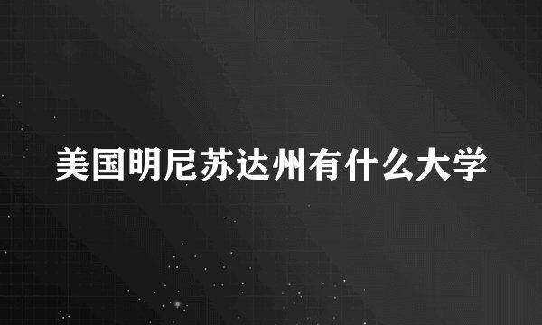 美国明尼苏达州有什么大学