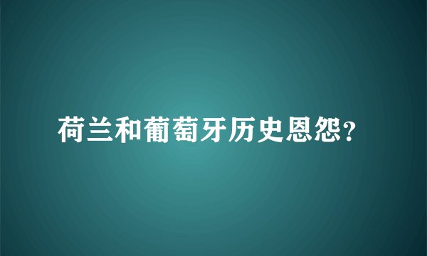 荷兰和葡萄牙历史恩怨？