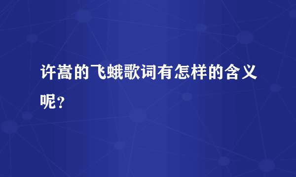 许嵩的飞蛾歌词有怎样的含义呢？