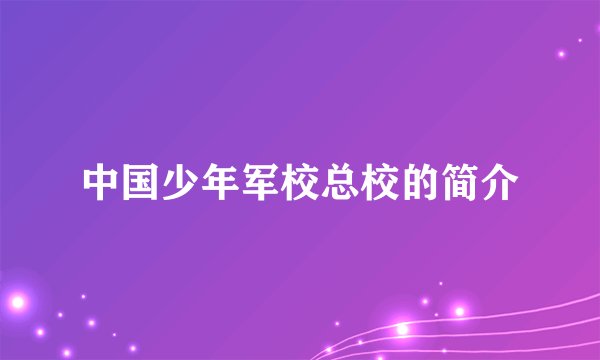中国少年军校总校的简介