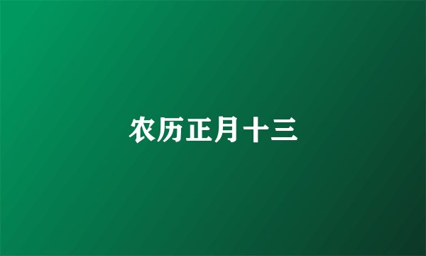 农历正月十三