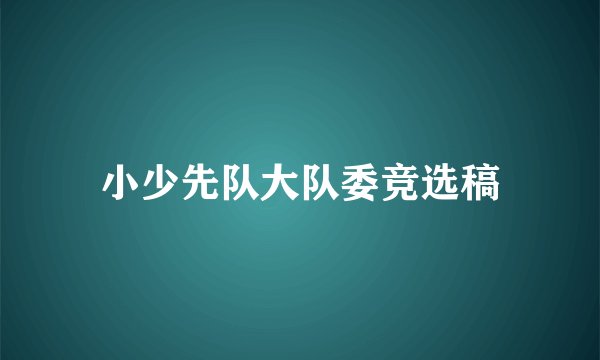 小少先队大队委竞选稿