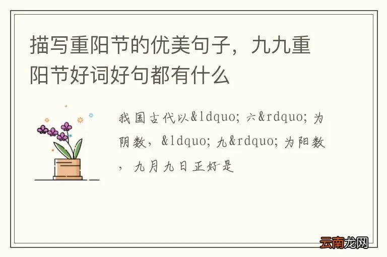 描写重阳节的优美句子,九九重阳节好词好句都有什么