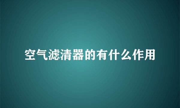 空气滤清器的有什么作用