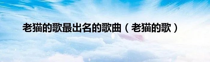 老猫的歌最出名的歌曲（老猫的歌）