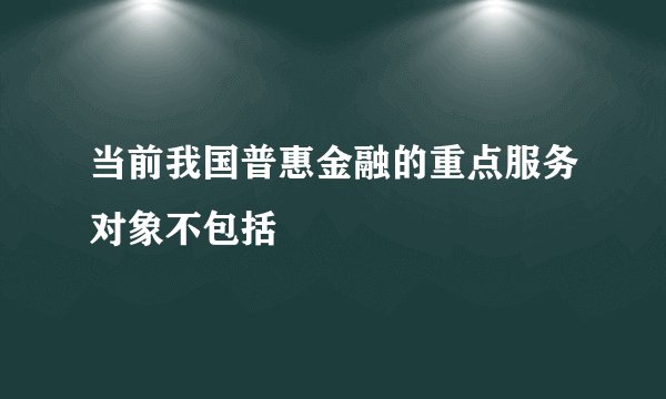 当前我国普惠金融的重点服务对象不包括