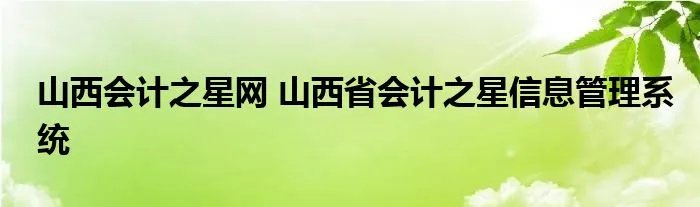 山西会计之星网 山西省会计之星信息管理系统