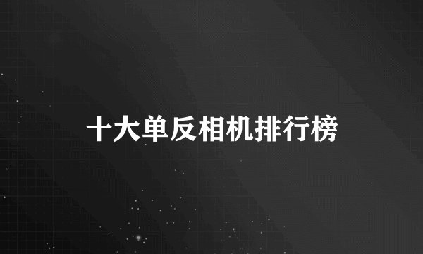 十大单反相机排行榜
