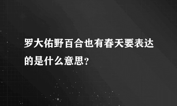罗大佑野百合也有春天要表达的是什么意思？