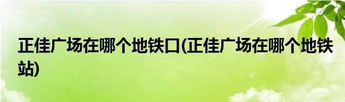 正佳广场在哪个地铁口(正佳广场在哪个地铁站)