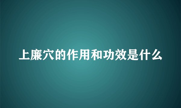 上廉穴的作用和功效是什么