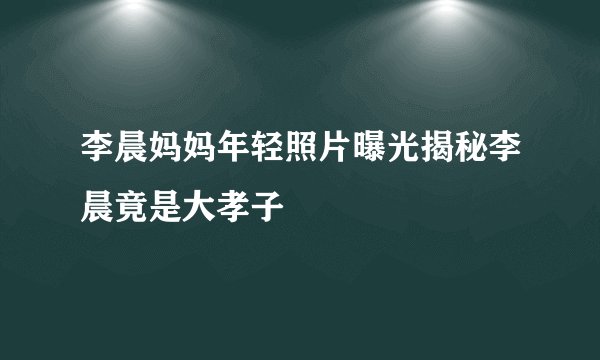 李晨妈妈年轻照片曝光揭秘李晨竟是大孝子